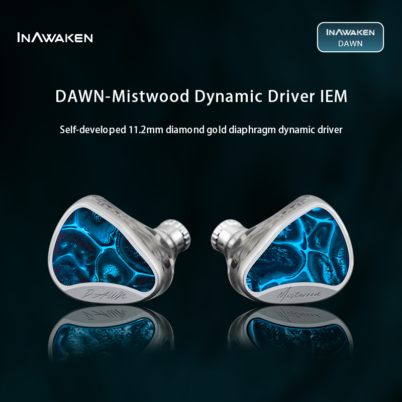 Pc Gaming Earphones - INAWAKEN ドーンミストウッド インイヤーモニター 11.2mm ダイヤモンドゴールドダイアフラムドライブ、人間工学に基づいた精密3Dプリントキャビティ付き
