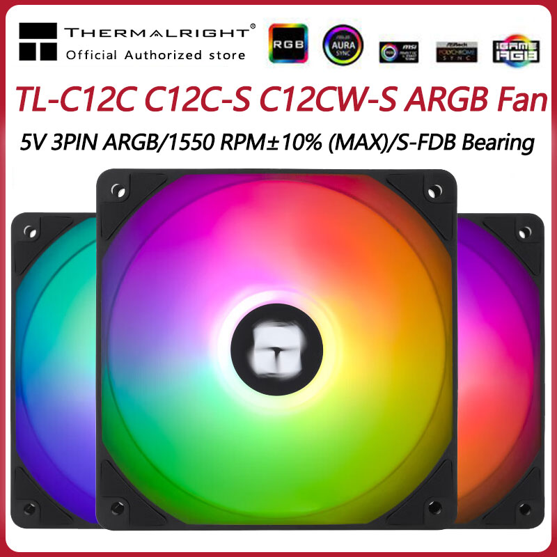 Pc Gaming Case - TL-C12C 3 in 1冷却ファン,5v,argb,調整可能な速度,コンピューターケース,調整可能