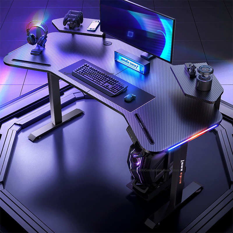 Pc Gaming High End - 北欧のハイエンドゲーミングデスク、モダンテックスタイル、勉強部屋用、電動高さ調節可能なデスク、家庭用家具、エスクリトリオFYCD