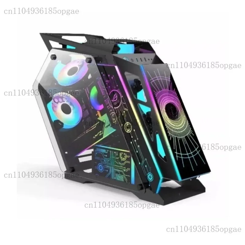 Pc Gaming High End - ハイエンドゲーミングPCケース、内蔵LEDパネルとファン搭載、最適な冷却のための広々としたコンピューターホストケース、組み立てに最適