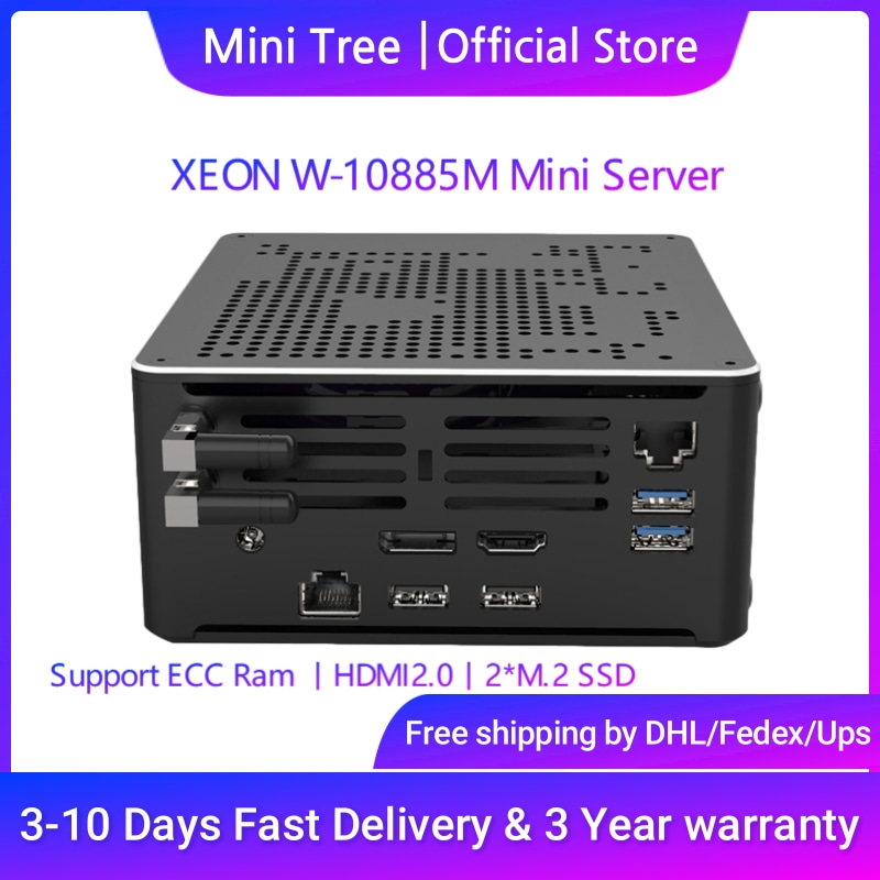 Pc Gaming High End - Intel-Mini Gaming PC,xeon,W-10885M,ecc ram,win11,2 x ddr4,nvme,2lans,オフィス,ゲーマー,デスクトップコンピューター,Webサーバー,ホスト,hd,dp,2186m