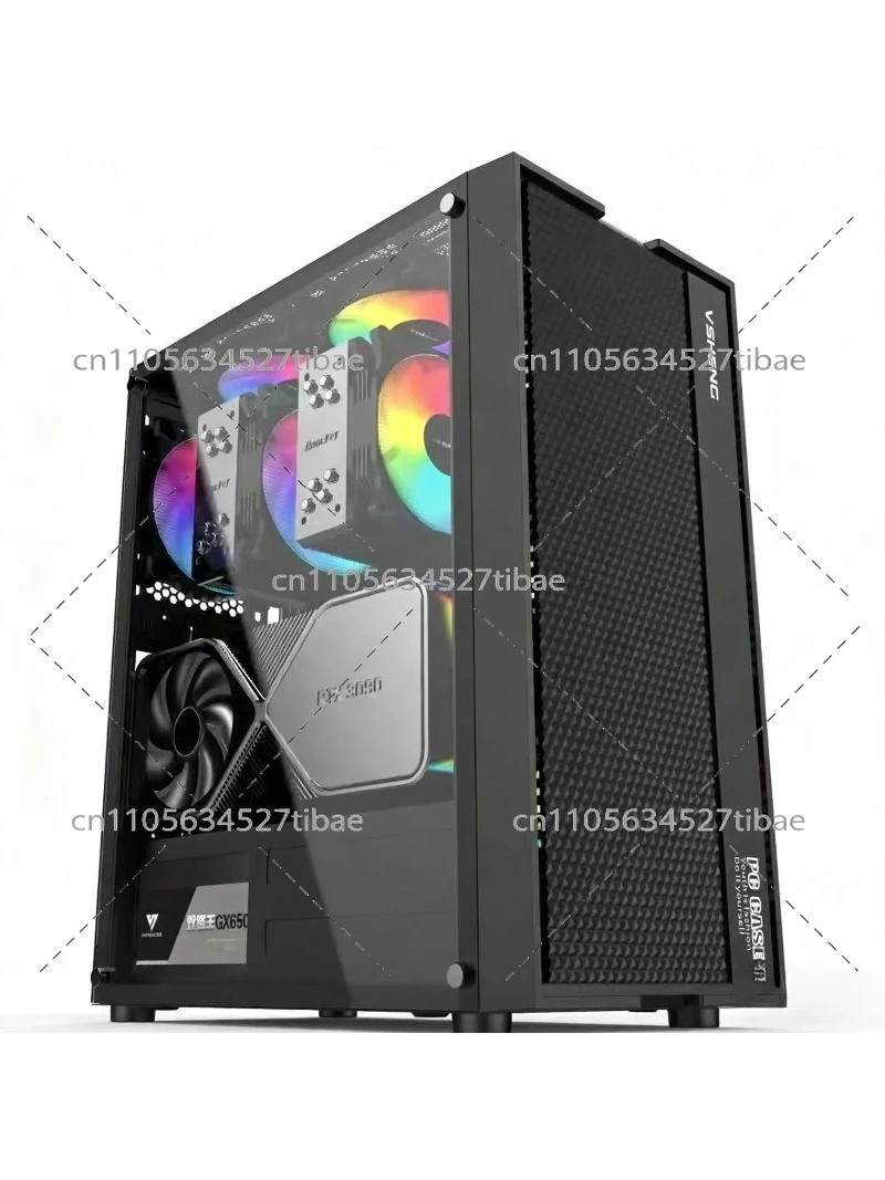 Pc Gaming High End - 黒色E-ATXコンピューターケース、ガラスサイドパネル付き、デュアルX79/X99 CPUマザーボード対応、ハイエンドゲーミングデスクトップPCビルド
