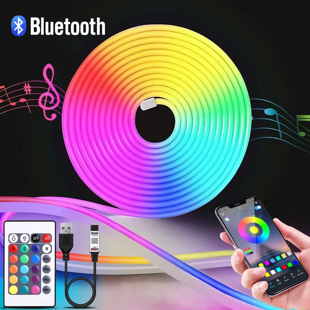 Rgb Light Strip - 1-5m RGB LEDネオンストリップライト 5V USBフレキシブルロープライト アプリリモコン