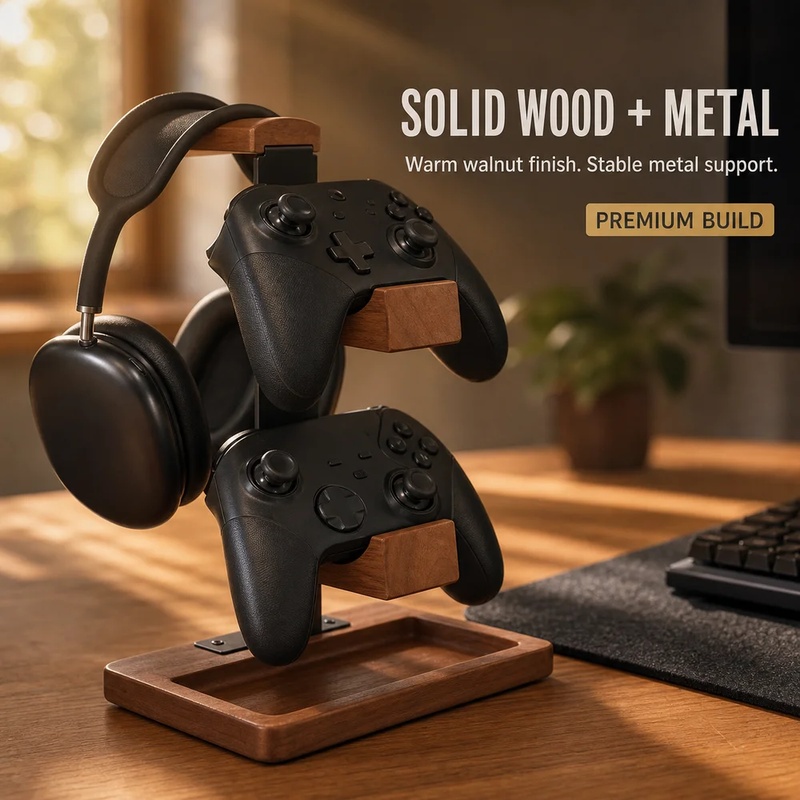 木製ヘッドホンスタンド ゲーミングヘッドセットホルダー デス - Pc Gaming Earphones のレビューと価格