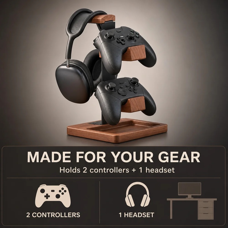 木製ヘッドホンスタンド ゲーミングヘッドセットホルダー デス - Pc Gaming Earphones のレビューと価格