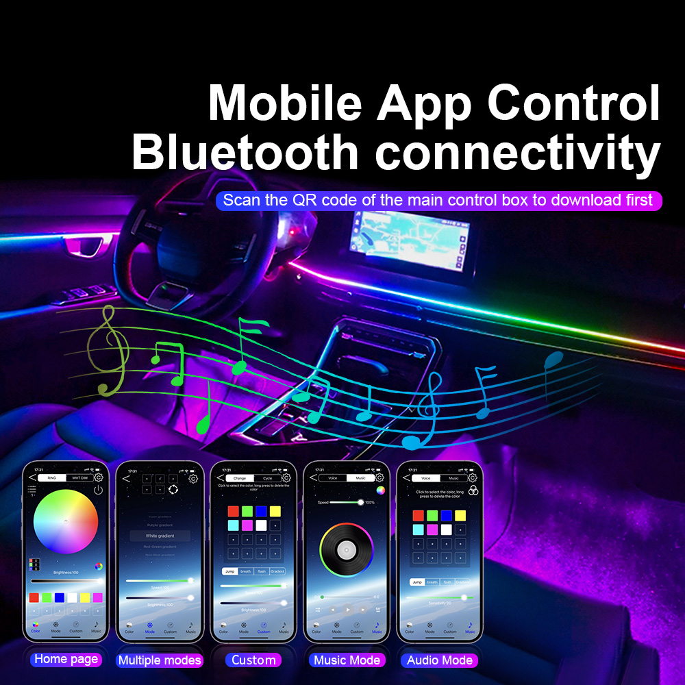 ユニバーサル Led 車のアンビエントライト RGB 64  - Rgb Light Strip のレビューと価格