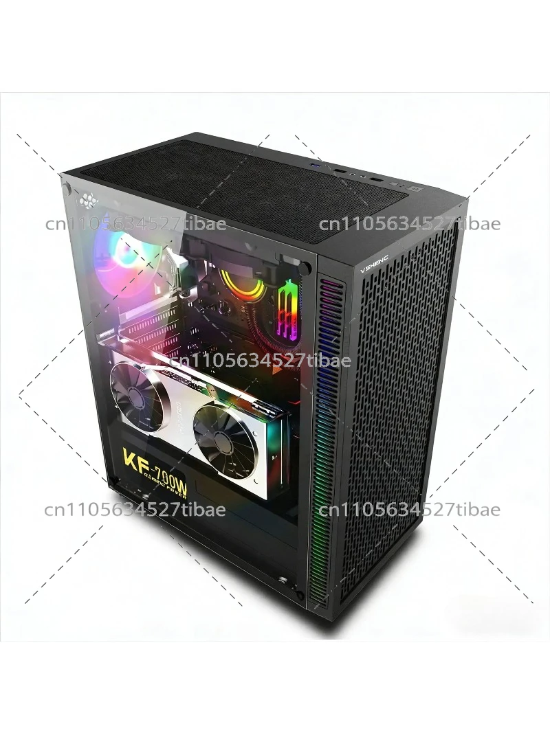 黒色E-ATXコンピューターケース、ガラスサイドパネル付き、 - Pc Gaming High End のレビューと価格