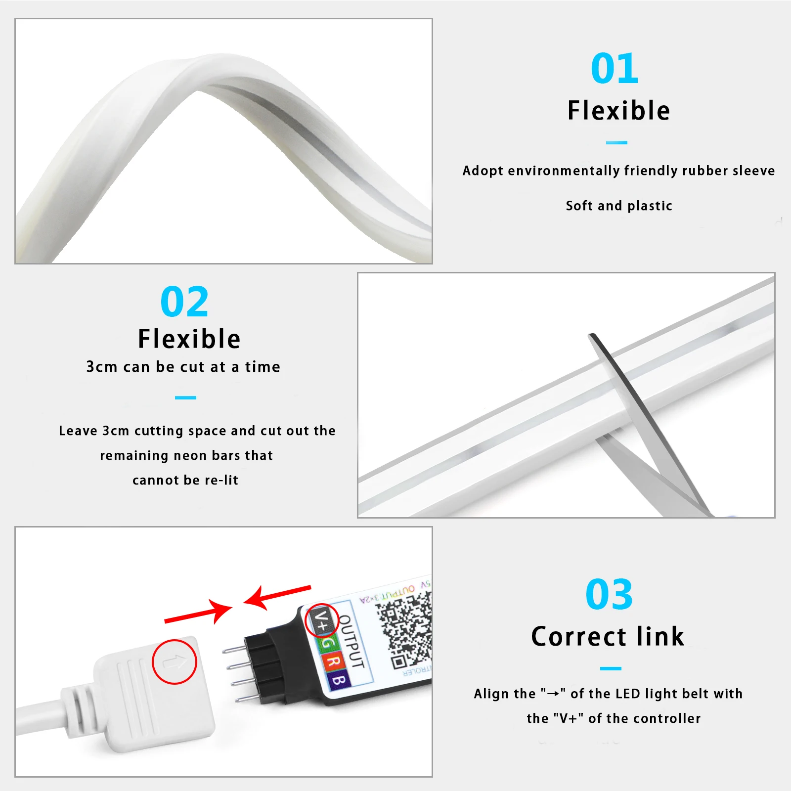 1-5m RGB LEDネオンストリップライト 5V USB - Rgb Light Strip のレビューと価格